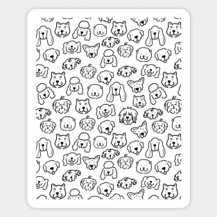 Cute Black and White Dog Lineart pattern Magnet